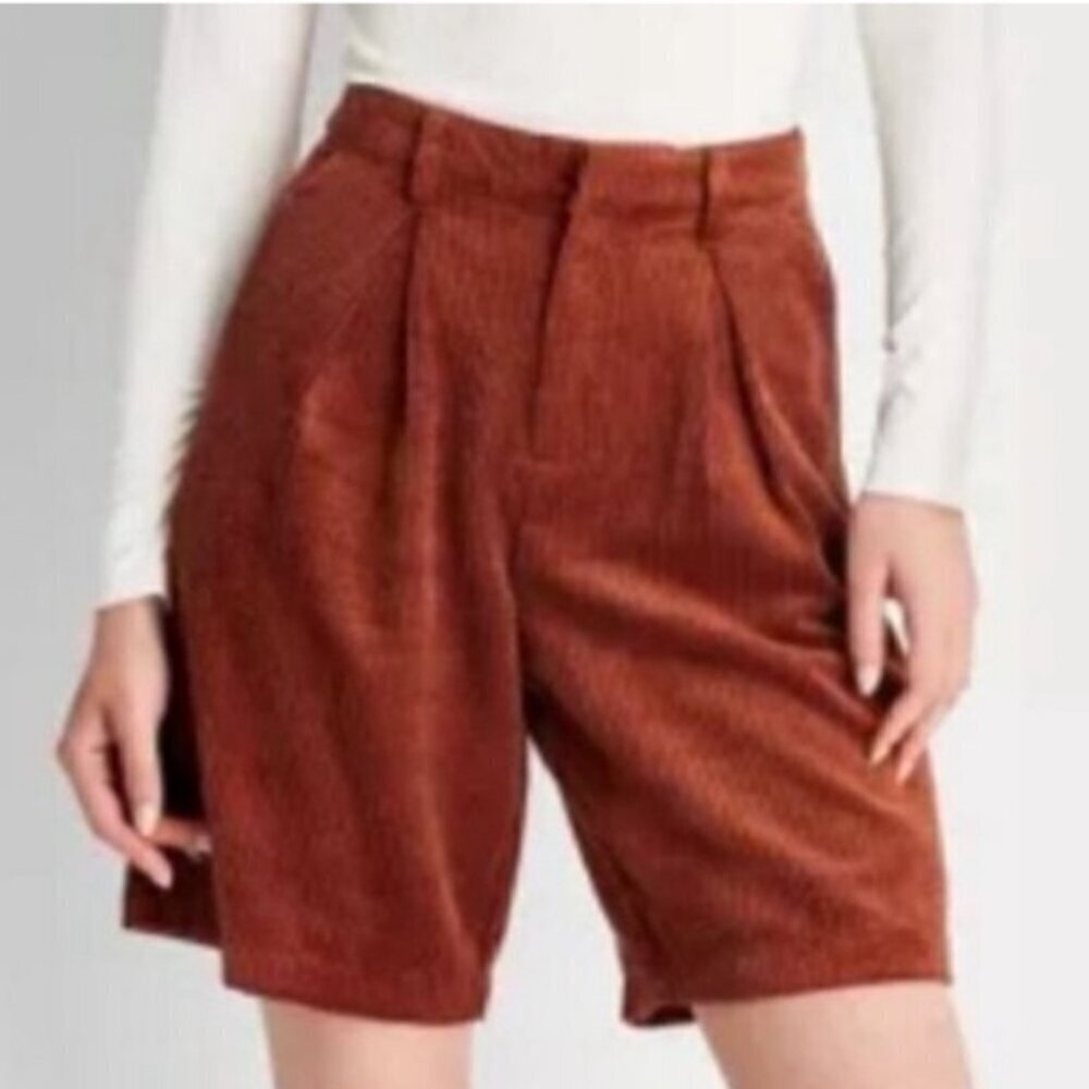 NWT Future Collective Reese Blutstein Rust Corduroy Shorts Old $ Preppy Academia